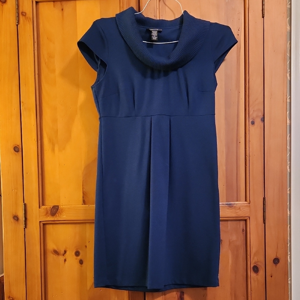 Spense Cowl Neck Navy Mini Dress